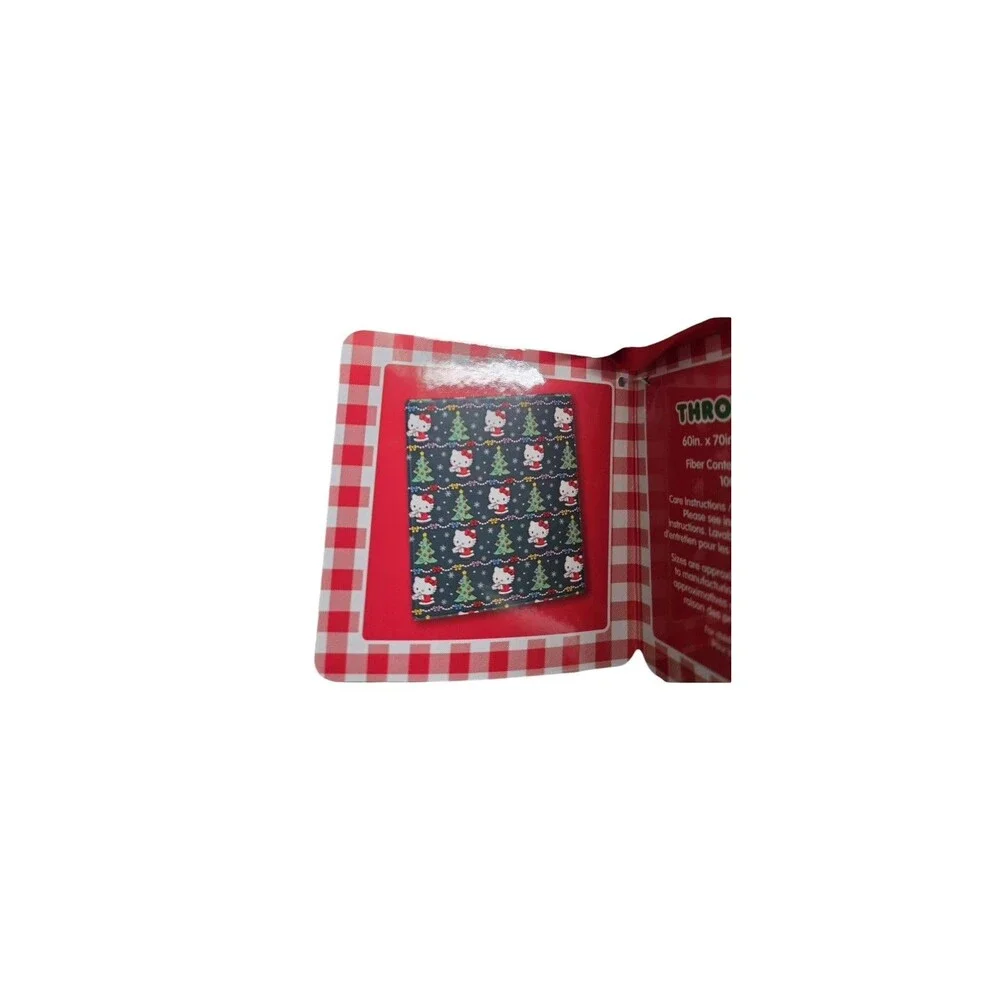 Hello Kitty Christmas Tree Plush Green Throw Blanket  60x70 Viral Blanket New